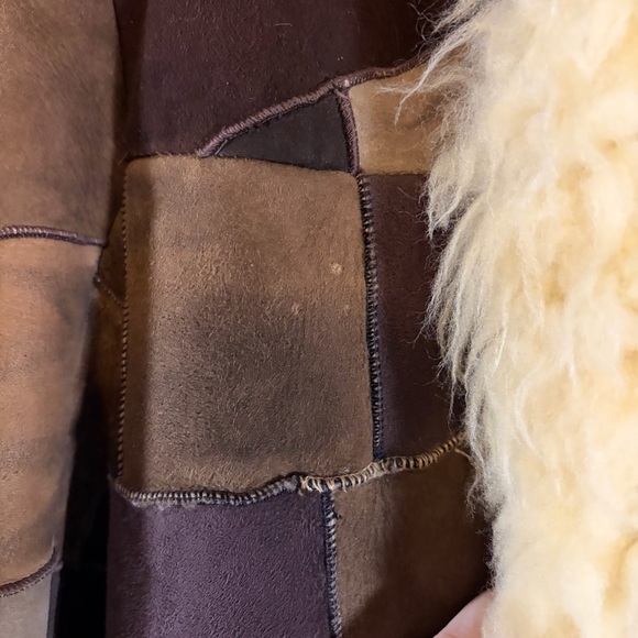 VTG Jukie Inc. House of Suede & Leather patchwork shearling Jacket Size Small - Picture 6 of 12